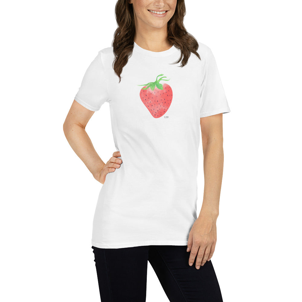 Short-Sleeve Women Soft T-Shirt Strawberry Design by IOBI Original Apparel