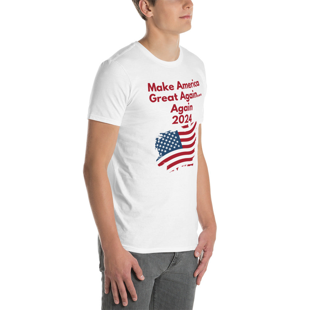 Short-Sleeve Men Soft T-Shirt Make America Great Again... Again 2024 Design by IOBI Original Apparel