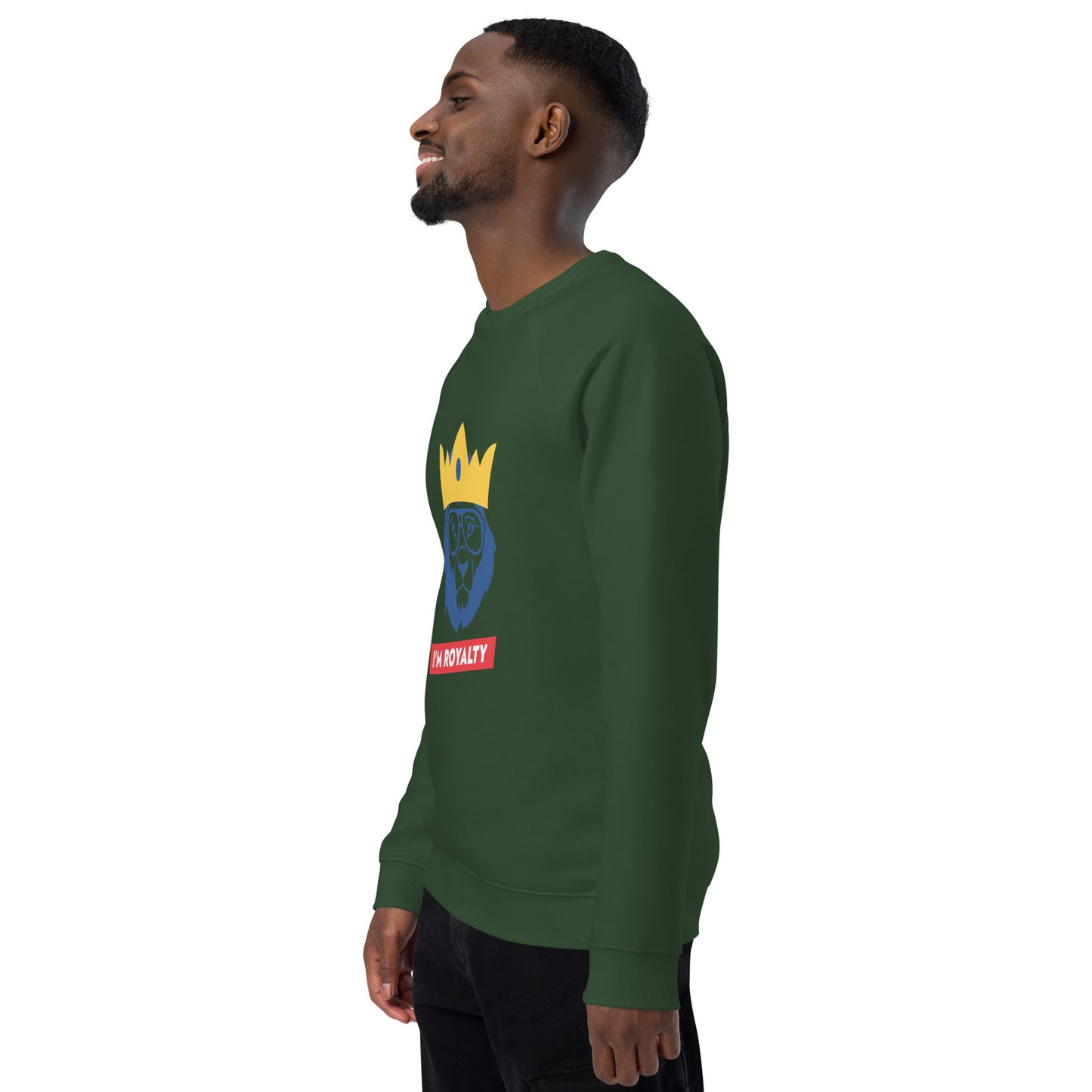 Men's Organic Raglan Sweatshirt Premium Quality Eco-Friendly I AM ROYALTY Design