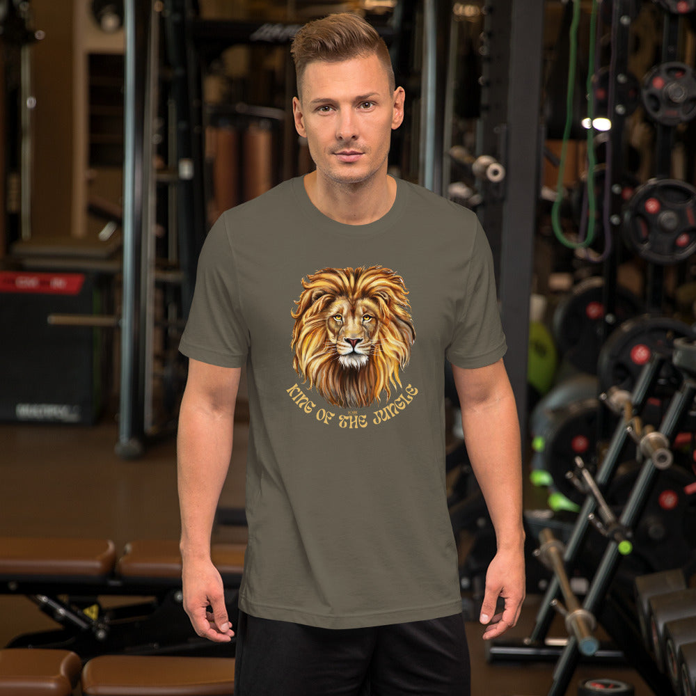 Men's Short-Sleeve Soft T-Shirt King Of The Jungle Lion Design by IOBI Original Apparel