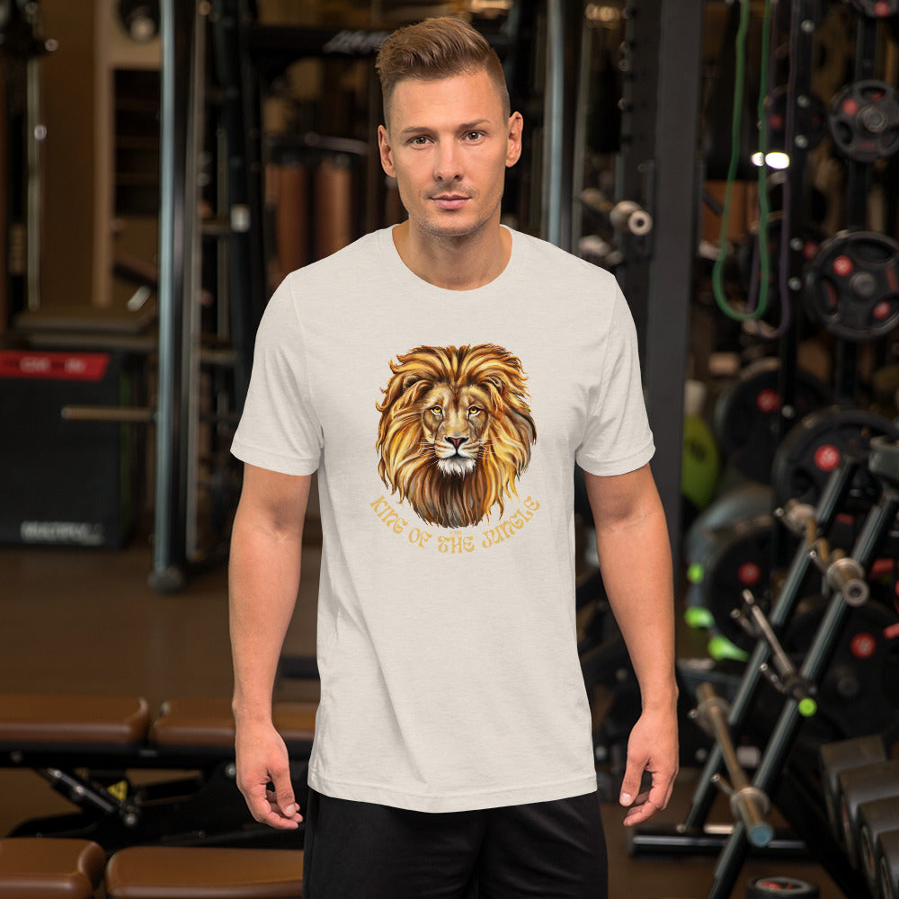 Men's Short-Sleeve Soft T-Shirt King Of The Jungle Lion Design by IOBI Original Apparel