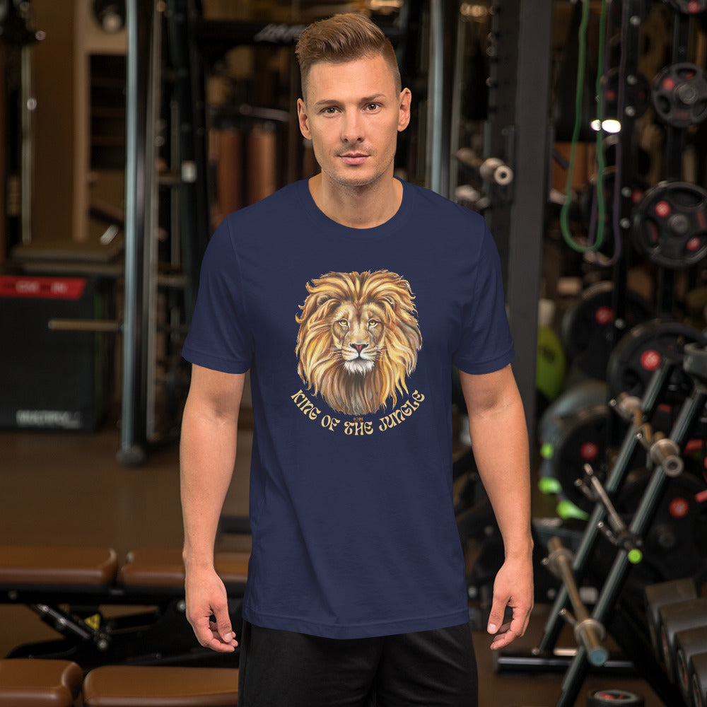 Men's Short-Sleeve Soft T-Shirt King Of The Jungle Lion Design by IOBI Original Apparel