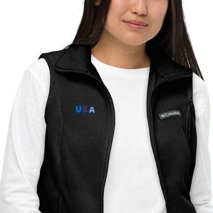 Women’s Columbia Fleece Vest With Pockets Premium Quality Embroidery USA