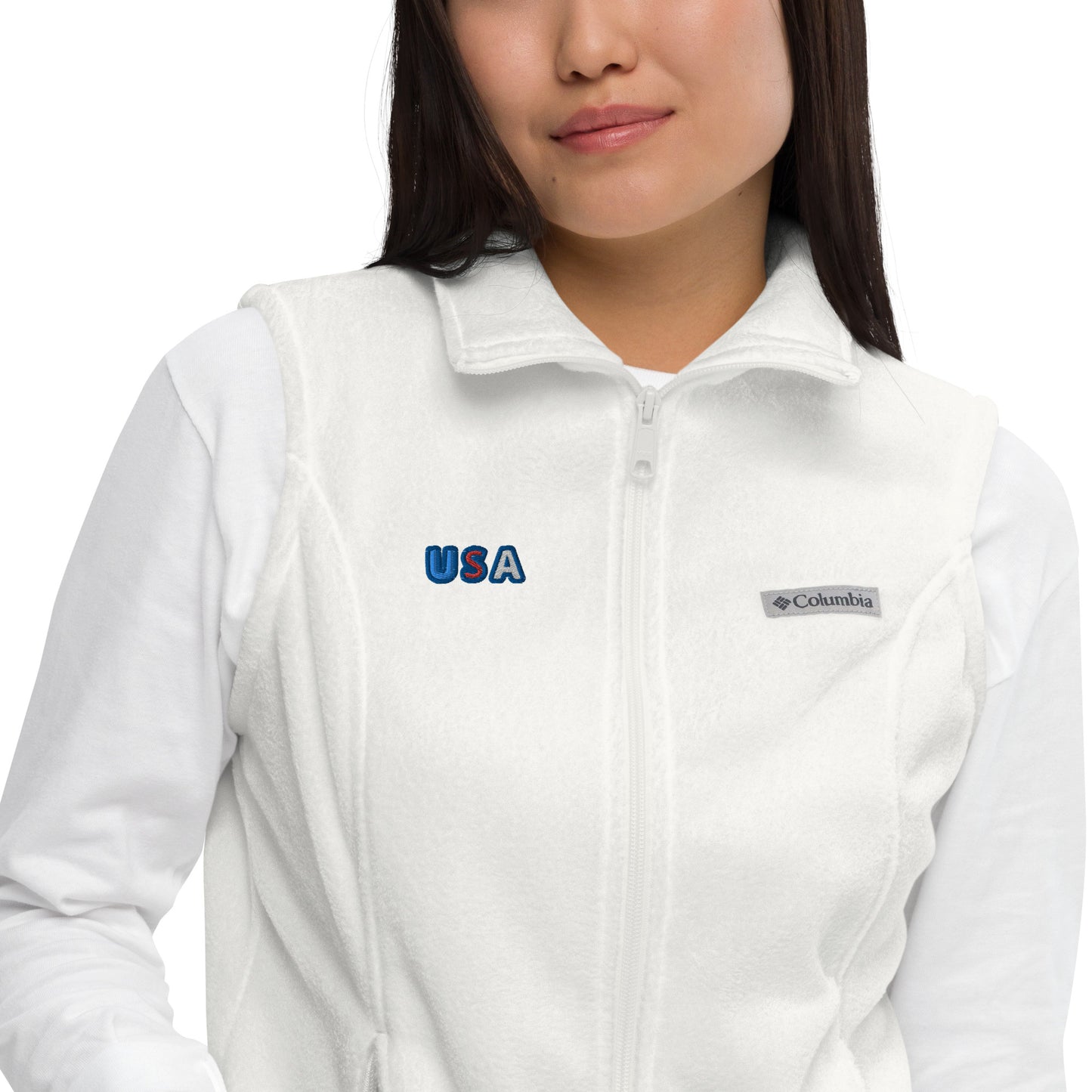 Women’s Columbia Fleece Vest With Pockets Premium Quality Embroidery USA