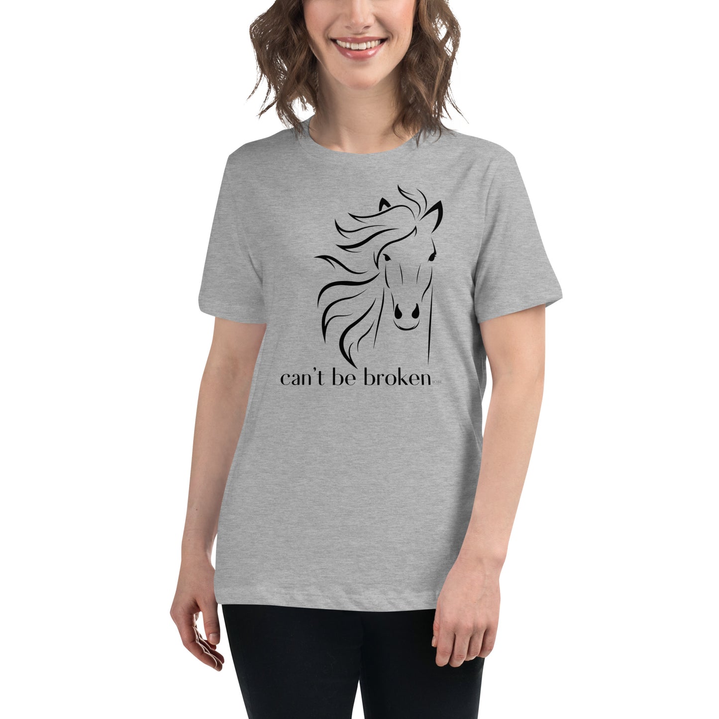 Women's Relaxed Soft & Smooth Premium Quality T-Shirt Can't Be Broken Horse Design by IOBI Original Apparel