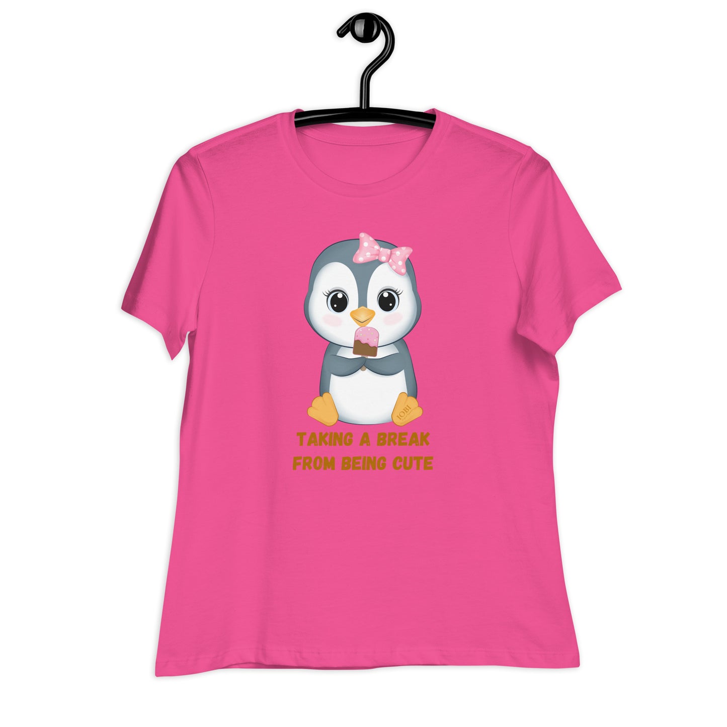 Women's Relaxed Soft & Smooth Premium Quality T-Shirt Taking A Break From Being Cute Penguin Design by IOBI Original Apparel