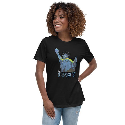 Women's Relaxed Soft & Smooth Premium Quality T-Shirt I Love New York Design by IOBI Original Apparel