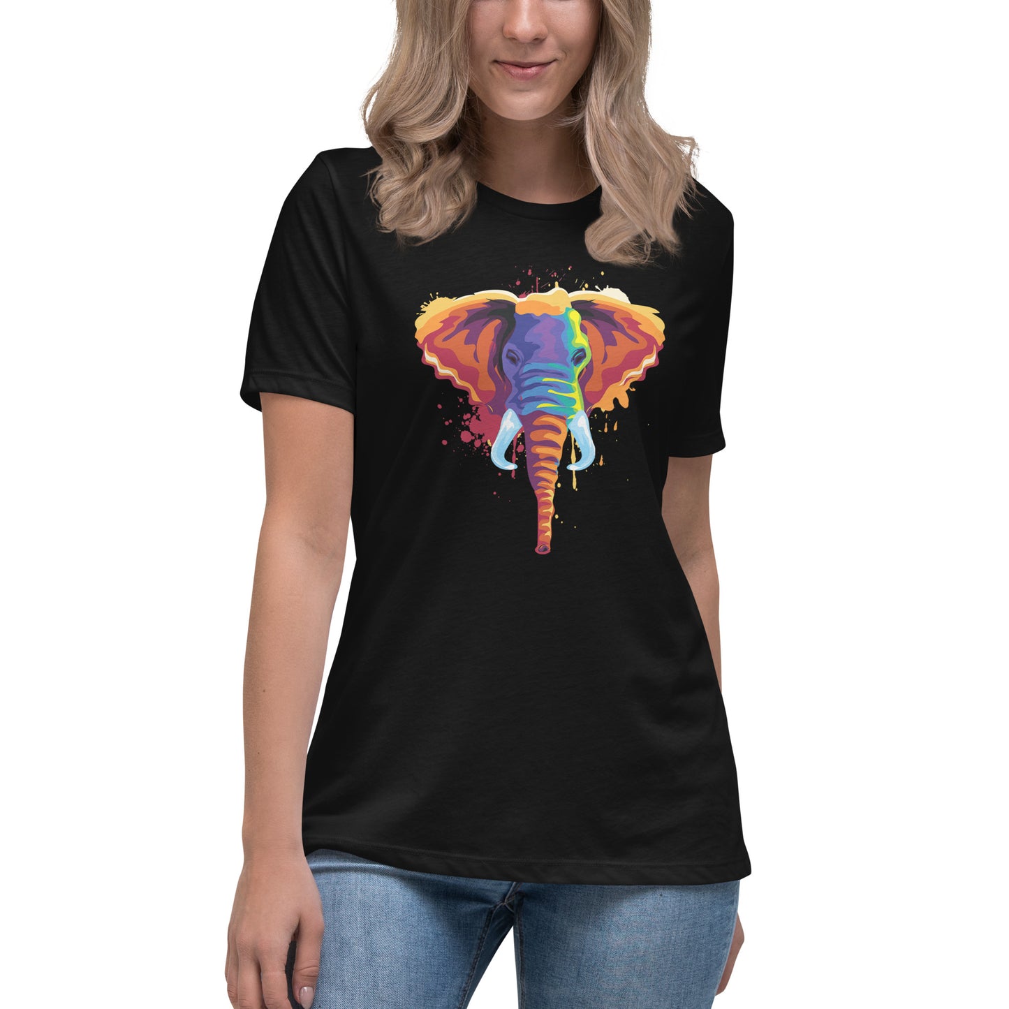 Women's Relaxed Soft & Smooth Premium Quality T-Shirt Elephant Art Design by IOBI Original Apparel