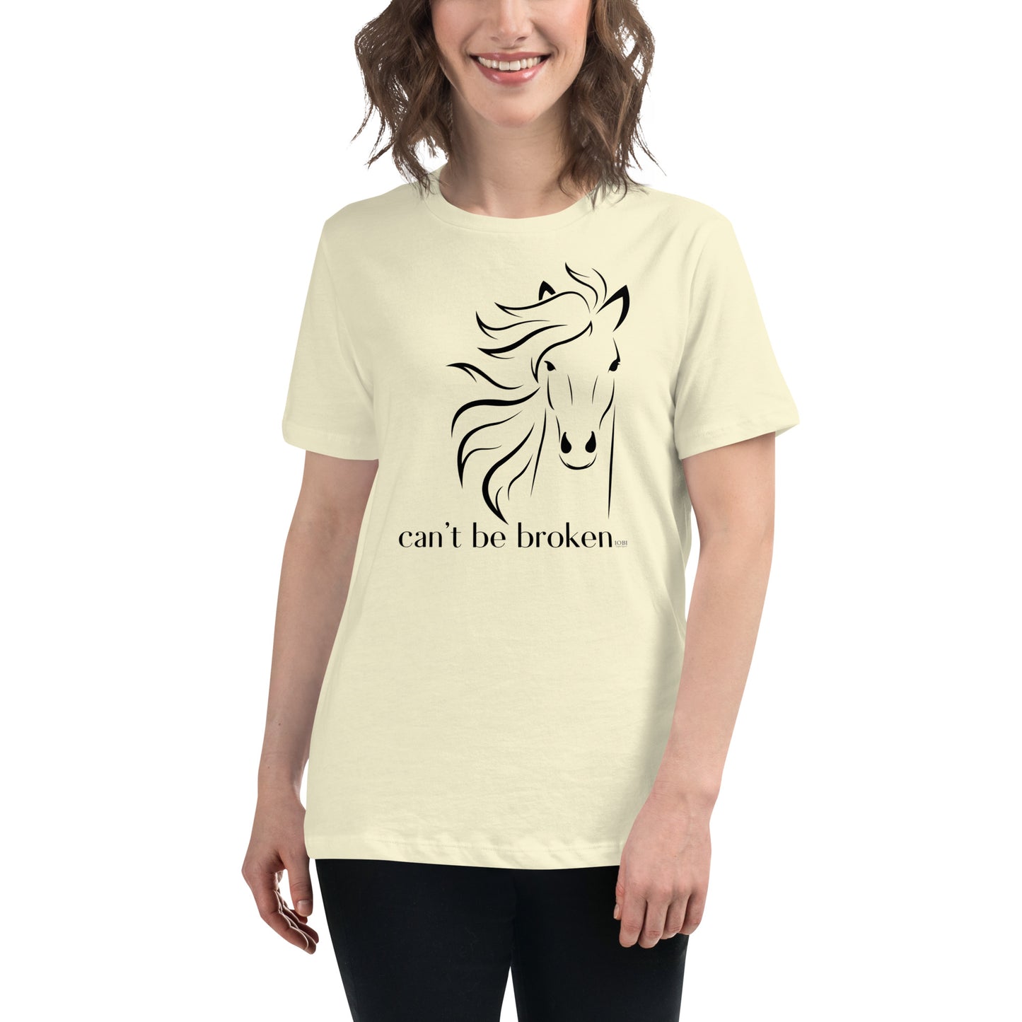 Women's Relaxed Soft & Smooth Premium Quality T-Shirt Can't Be Broken Horse Design by IOBI Original Apparel