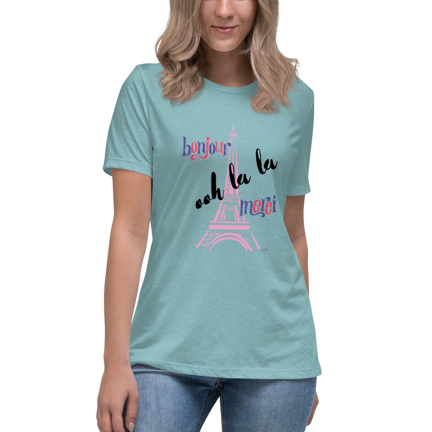 Women's Relaxed Soft & Smooth Premium Quality T-Shirt Eiffel Tower France Design by IOBI Original Apparel