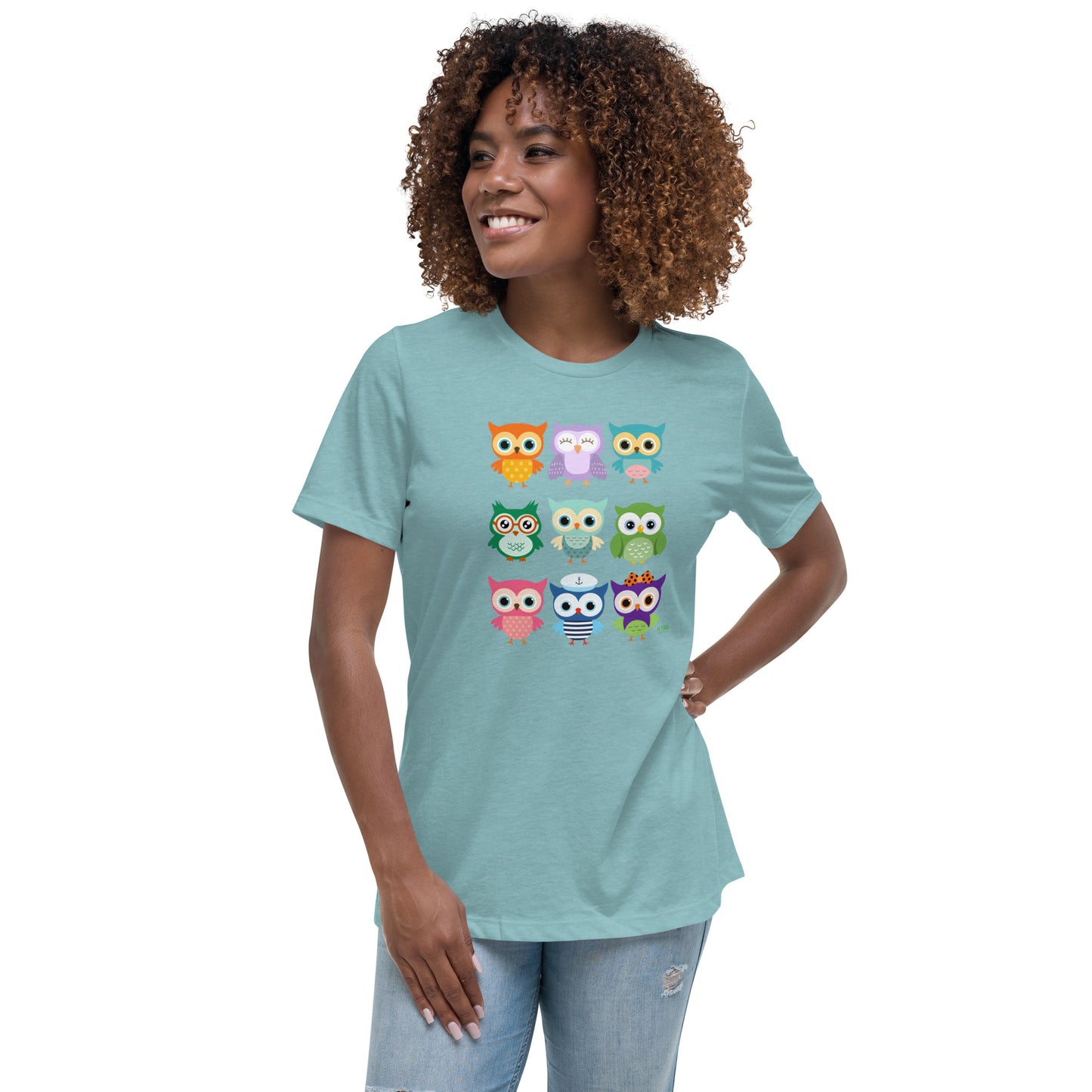 Women's Relaxed Soft & Smooth Premium Quality T-Shirt Baby Owls Design by IOBI Original Apparel