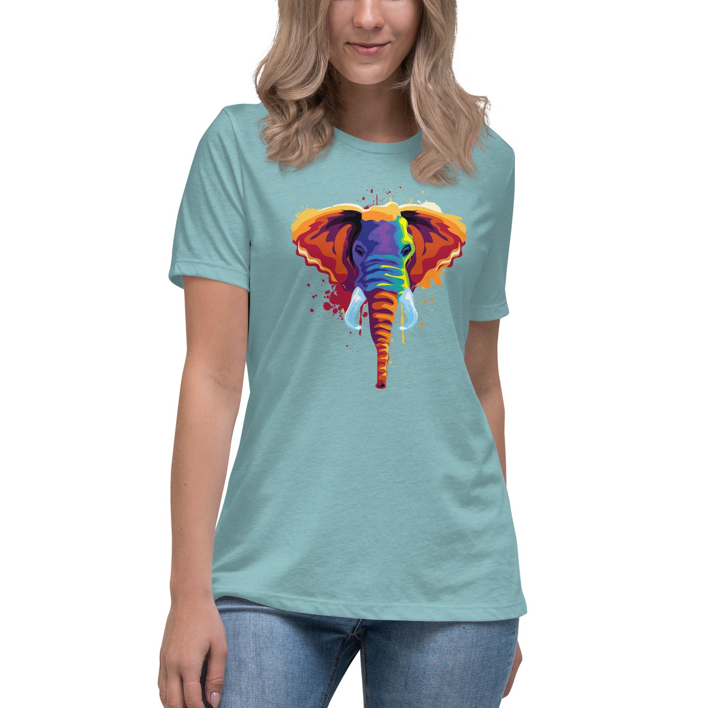 Women's Relaxed Soft & Smooth Premium Quality T-Shirt Elephant Art Design by IOBI Original Apparel