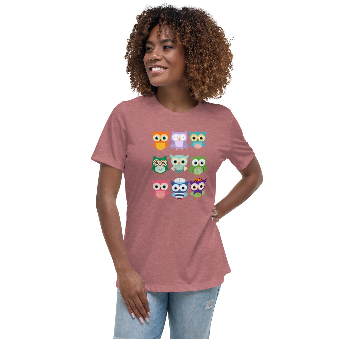 Women's Relaxed Soft & Smooth Premium Quality T-Shirt Baby Owls Design by IOBI Original Apparel