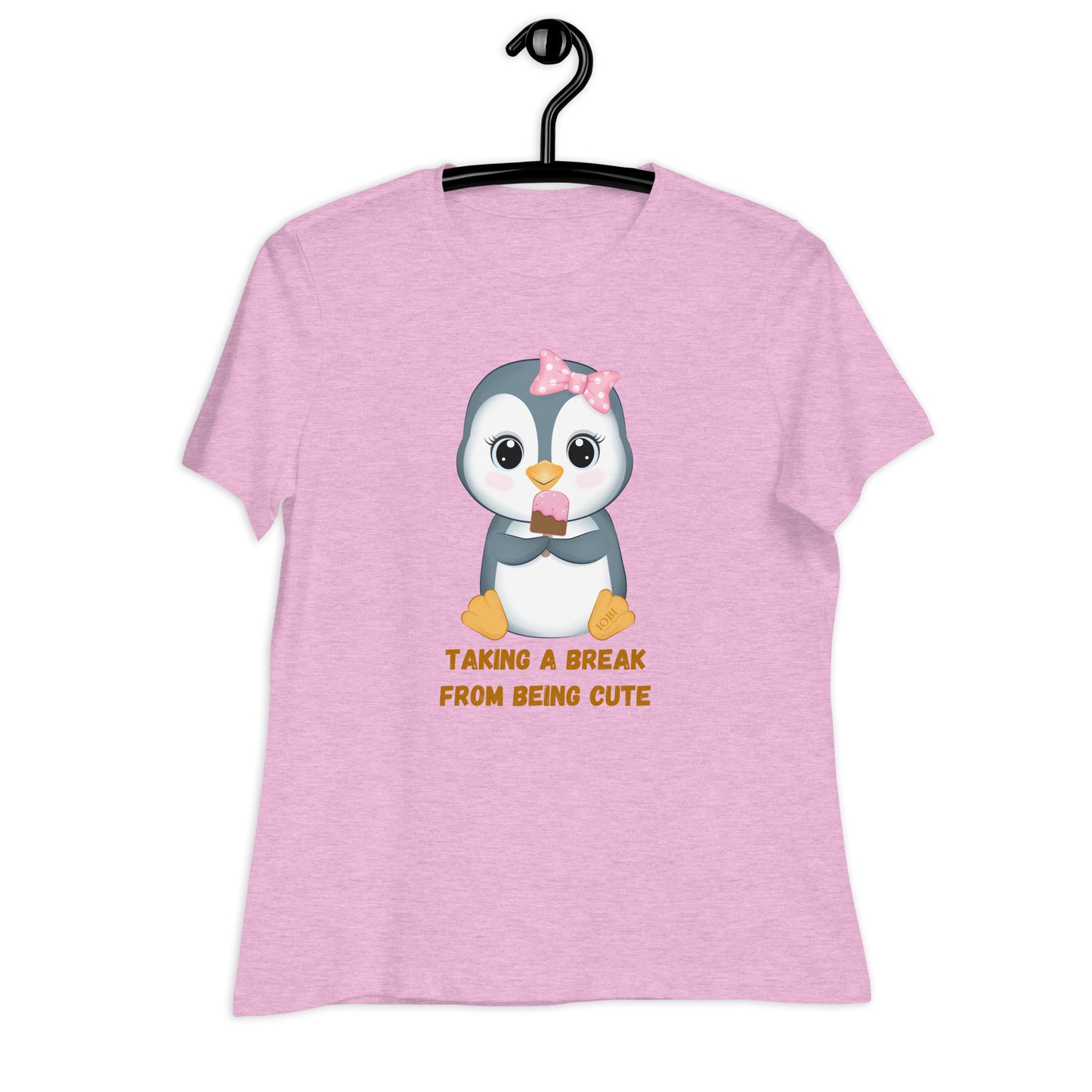 Women's Relaxed Soft & Smooth Premium Quality T-Shirt Taking A Break From Being Cute Penguin Design by IOBI Original Apparel