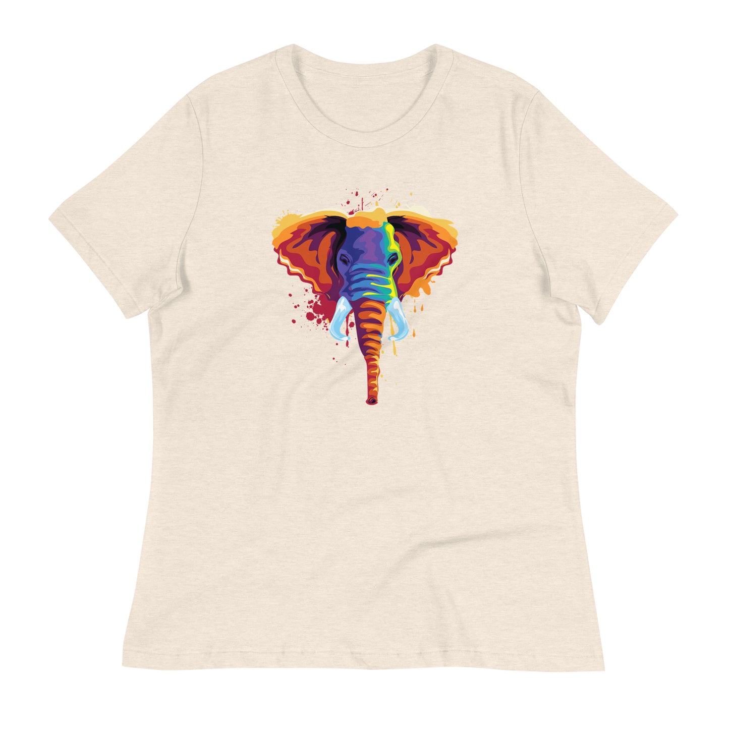 Women's Relaxed Soft & Smooth Premium Quality T-Shirt Elephant Art Design by IOBI Original Apparel