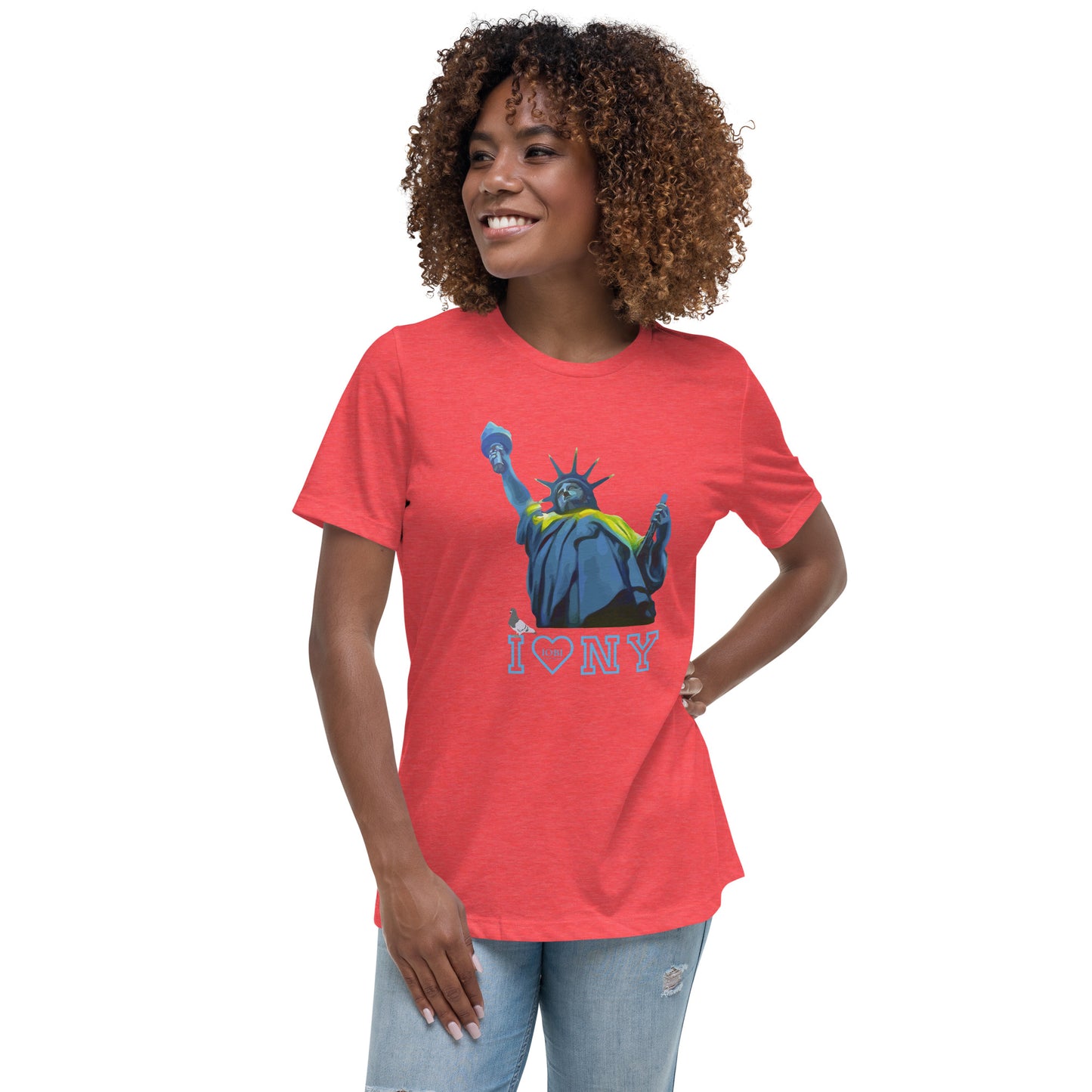 Women's Relaxed Soft & Smooth Premium Quality T-Shirt I Love New York Design by IOBI Original Apparel