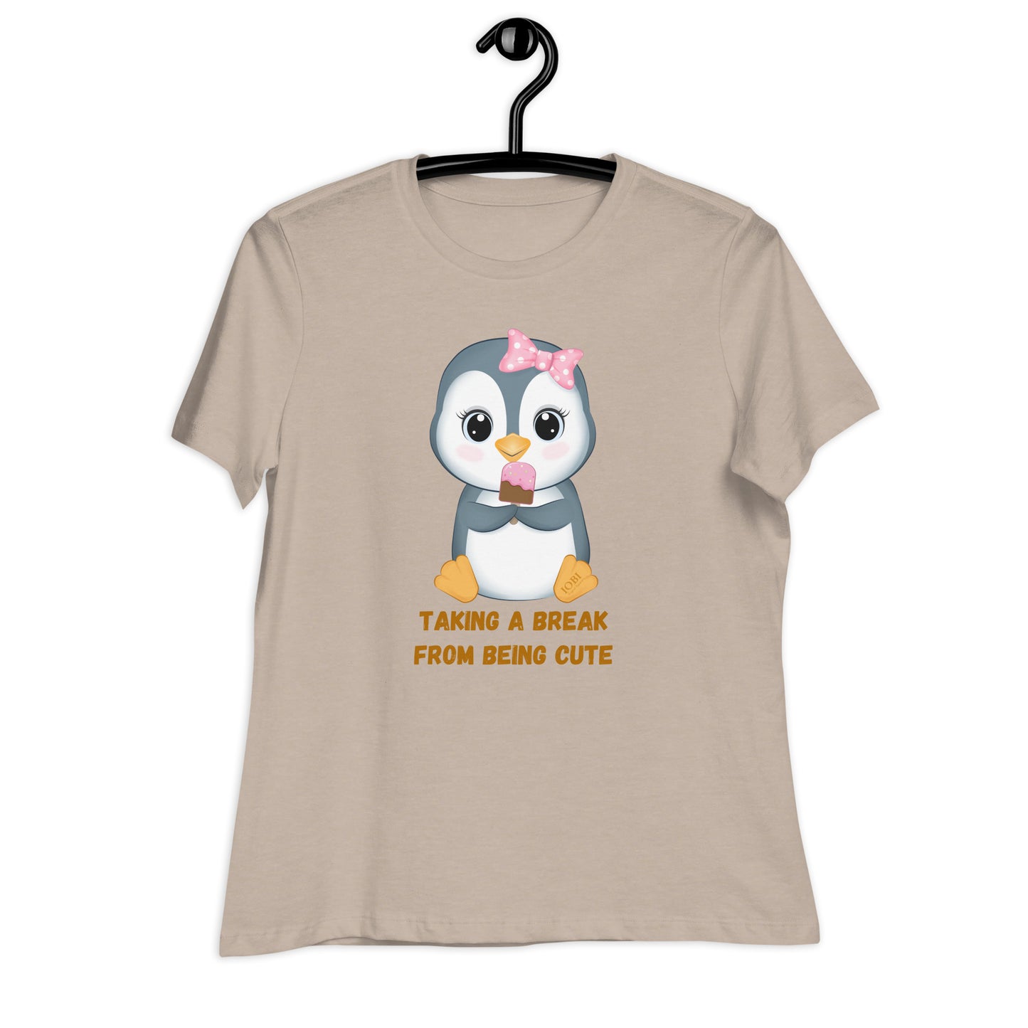 Women's Relaxed Soft & Smooth Premium Quality T-Shirt Taking A Break From Being Cute Penguin Design by IOBI Original Apparel