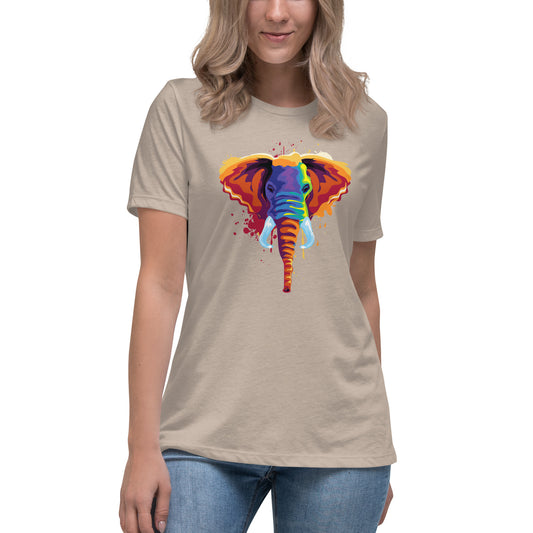 Women's Relaxed Soft & Smooth Premium Quality T-Shirt Elephant Art Design by IOBI Original Apparel