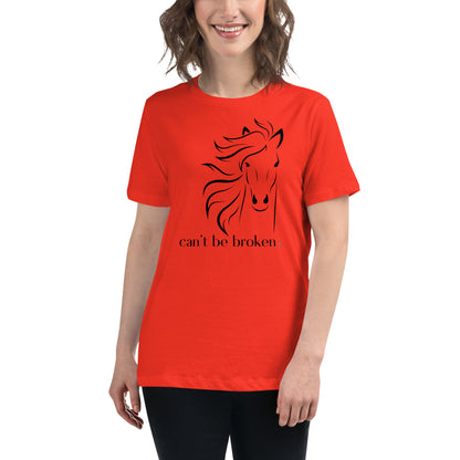 Women's Relaxed Soft & Smooth Premium Quality T-Shirt Can't Be Broken Horse Design by IOBI Original Apparel