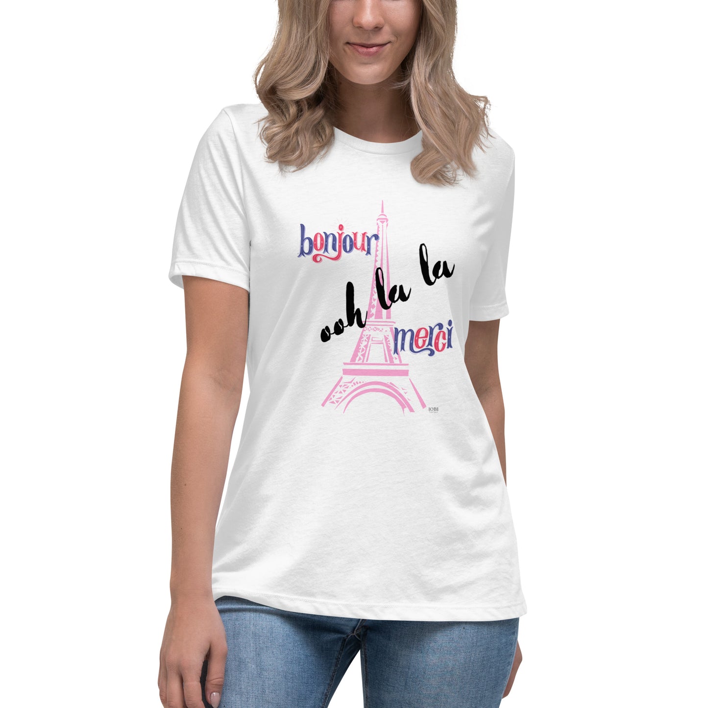 Women's Relaxed Soft & Smooth Premium Quality T-Shirt Eiffel Tower France Design by IOBI Original Apparel