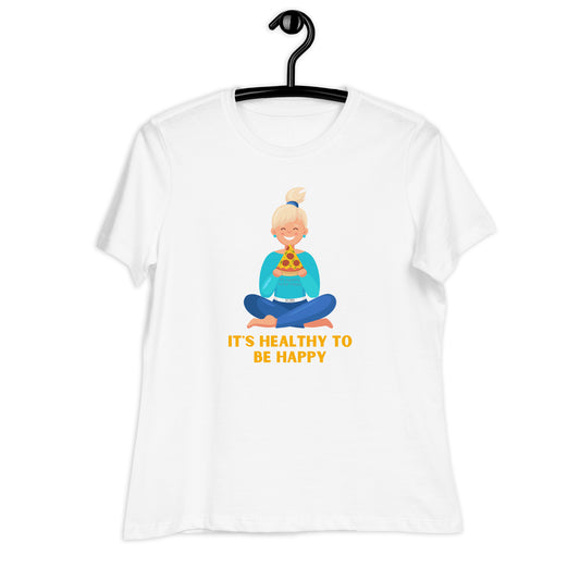 Women's Relaxed Soft & Smooth Premium Quality T-Shirt It's Healthy To Be Happy Design by IOBI Original Apparel