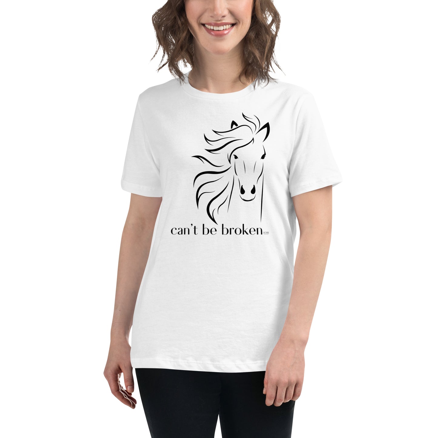 Women's Relaxed Soft & Smooth Premium Quality T-Shirt Can't Be Broken Horse Design by IOBI Original Apparel