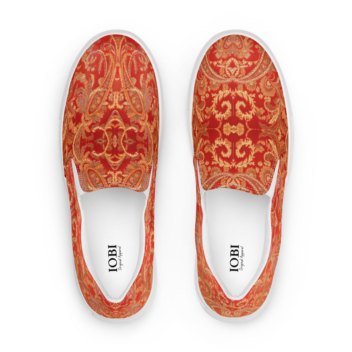 Women’s slip-on canvas shoes Red Paisley Design by IOBI Original Apparel