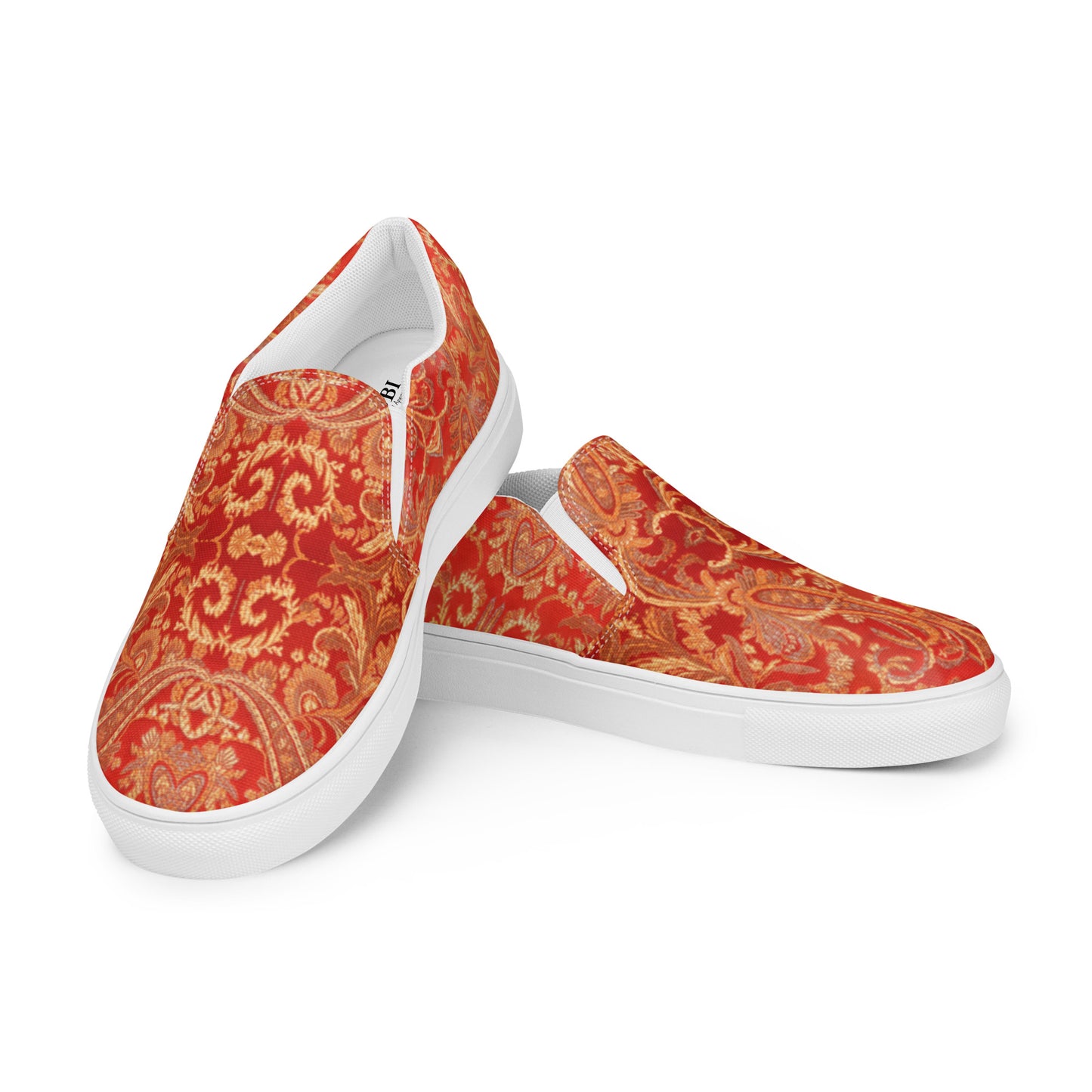 Women’s slip-on canvas shoes Red Paisley Design by IOBI Original Apparel